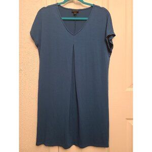 J. Jill Dress Women XSmall XSP Blue Solid Short Sleeve Pullover V-Neck Wearever
